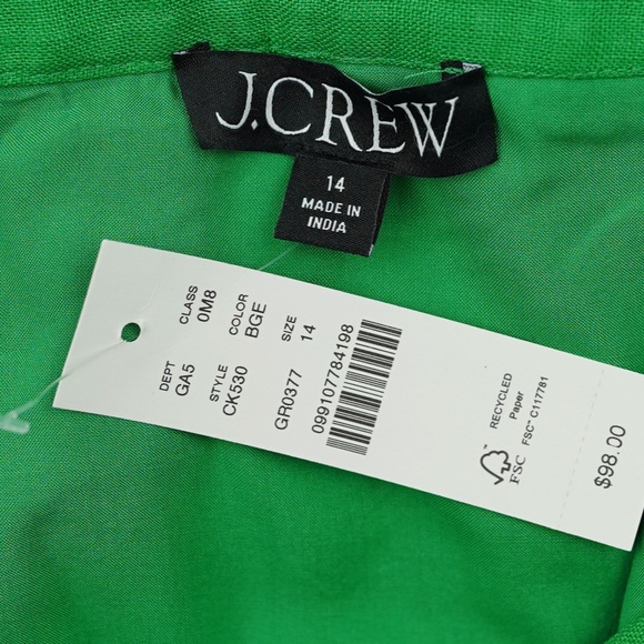 New J.CREW Size 14 Wrap Skirt in Linen Bright Gem $98 CK530 - Picture 6 of 6